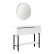Valkoinen 100 cm Leveä Sideboard Peilillä - 100% Melamiinipinnoitettu, Metallijalat, 18 mm Paksuus, 76 cm Korkeus - Huonekalut - 8684282369530 - 1