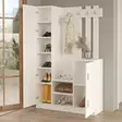 Valkoinen Hall Stand - 100% Melamiinipinnoitettu Lastulevy, 18mm Paksuus, 113,6cm Leveys, 180cm Korkeus, 35cm Syvyys - Eteiskaapit - 8683742125860 - 5