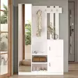 Valkoinen Hall Stand - 100% Melamiinipinnoitettu Lastulevy, 18mm Paksuus, 113,6cm Leveys, 180cm Korkeus, 35cm Syvyys - Eteiskaapit - 8683742125860 - 2