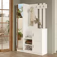 Valkoinen Hall Stand - 100% Melamiinipinnoitettu Lastulevy, 18mm Paksuus, 113,6cm Leveys, 180cm Korkeus, 35cm Syvyys - Eteiskaapit - 8683742125860 - 3