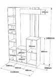 Valkoinen Hall Stand - 100% Melamiinipinnoitettu Lastulevy, 18mm Paksuus, 113,6cm Leveys, 180cm Korkeus, 35cm Syvyys - Eteiskaapit - 8683742125860 - 7