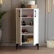 Valkoinen Kenkäkaappi - 100% Melamiinipinnoitettu Lastulevy, 60x111x35 cm, Metallijalat, Muovikahvat, Useita Hyllyjä - Kenkäkaapit - 8683342460880 - 4