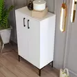 Valkoinen Kenkäkaappi - 100% Melamiinipinnoitettu Lastulevy, 60x111x35 cm, Metallijalat, Muovikahvat, Useita Hyllyjä - Kenkäkaapit - 8683342460880 - 5