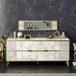 Valkoinen Konsoli 100% Melamiinipinnoitettu Lastulevy 18 mm Metallijalat Peili 120x29,5 cm Konsoli 180x72x46 cm - Lipastot ja senkit - 8682870664760 - 2