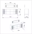 Valkoinen Konsoli 100% Melamiinipinnoitettu Lastulevy 18 mm Metallijalat Peili 120x29,5 cm Konsoli 180x72x46 cm - Lipastot ja senkit - 8682870664760 - 4