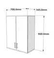 Valkoinen Kylpyhuonekaappi 70x90x34,5 cm - 100% Melamiinipinnoitettu Lastulevy, Useita Hyllyjä, Seinään Kiinnitettävä - Kylpyhuonekalusteet - 8681181613740 - 5