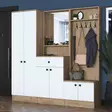 Valkoinen Pähkinä Hall Stand - 100% Melamiinipinnoitettu E1 Laatu Lastulevy, Useita Hyllyjä, Kiinnitysmahdollisuus Seinäkiinnitys - Eteiskaapit - 8683743764570 - 3