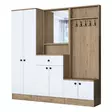 Valkoinen Pähkinä Hall Stand - 100% Melamiinipinnoitettu E1 Laatu Lastulevy, Useita Hyllyjä, Kiinnitysmahdollisuus Seinäkiinnitys - Eteiskaapit - 8683743764570 - 8