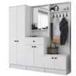 Valkoinen Skandinaavinen Eteisteline Peilillä ja Säilytystilalla - 179,4x182,8x37,3 cm - 100% Melamiinipinnoitettu - Huonekalut - 8681875885200 - 6