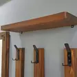 Walnut Hall Stand - 100% Pine Solid Wood, Mirror 50x110 cm, Wall Shelf 50x15 cm, 3 Hooks, Wall-Mountable - Eteiskaapit - 8681875708080 - 4
