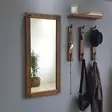 Walnut Hall Stand - 100% Pine Solid Wood, Mirror 50x110 cm, Wall Shelf 50x15 cm, 3 Hooks, Wall-Mountable - Eteiskaapit - 8681875708080 - 2