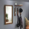 Walnut Hall Stand - 100% Pine Solid Wood, Mirror 50x110 cm, Wall Shelf 50x15 cm, 3 Hooks, Wall-Mountable - Eteiskaapit - 8681875708080 - 8