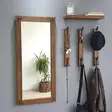 Walnut Hall Stand - 100% Pine Solid Wood, Mirror 50x110 cm, Wall Shelf 50x15 cm, 3 Hooks, Wall-Mountable - Eteiskaapit - 8681875708080 - 7