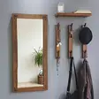 Walnut Hall Stand - 100% Pine Solid Wood, Mirror 50x110 cm, Wall Shelf 50x15 cm, 3 Hooks, Wall-Mountable - Eteiskaapit - 8681875708080 - 1