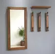 Walnut Hall Stand - 100% Pine Solid Wood, Mirror 50x110 cm, Wall Shelf 50x15 cm, 3 Hooks, Wall-Mountable - Eteiskaapit - 8681875708080 - 9
