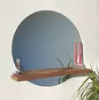 Walnut Peili ja Hyllysetti - 100% Mäntyä, 70x70 cm Peili, 70x3x15 cm Hylly, Helppo Asennus, Tyylikäs Sisustusratkaisu - Peilit - 8681875708530 - 3