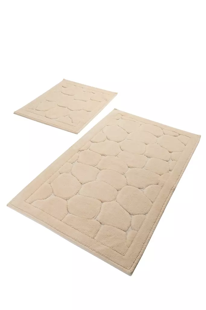 100% Puuvillainen Antibakteerinen Kylpymattosetti, 2-osainen, Koko 50x60 cm ja 60x100 cm, Konepestävä, Liukumaton - Kylpyhuonematot ja kosteantilan matot - 8681875279580 - 1