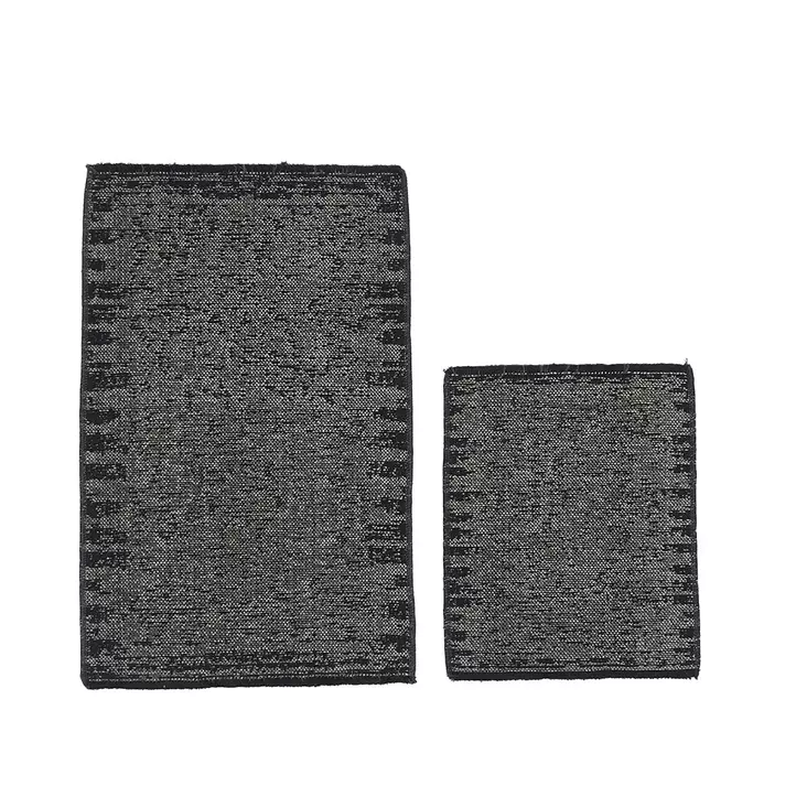 100% Puuvillainen Harmaa Kylpyhuonemattosetti (2 kpl) - Liukumaton, Konepestävä, Koko 50x60 cm ja 60x100 cm - Kylpyhuonematot ja kosteantilan matot - 8684282223900 - 1