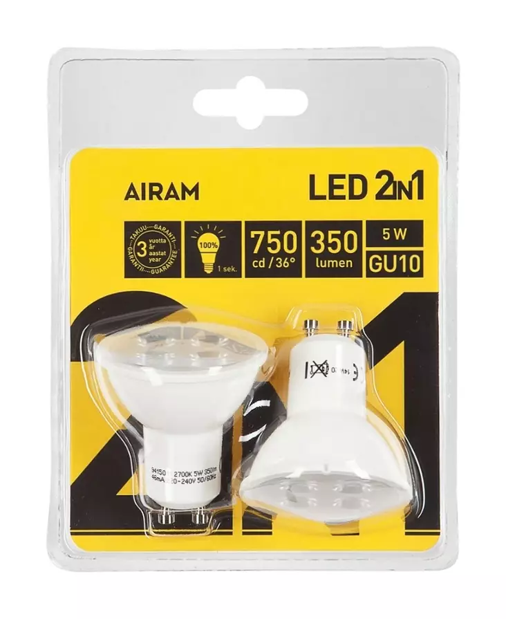 Airam LED 2in1 5 W PAR16 2 kpl - Lamput ja loisteputket - 6435200190000 - 1