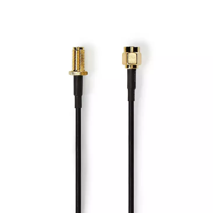 Antennikaapeli | RP SMA uros | RP SMA naaras | Kullattu | 50 Ohm | Yksinkertainen suojaus | 3.00 m | Pyöreä | PVC | Musta | Label - Antennikaapelit - 5412810425570 - 1