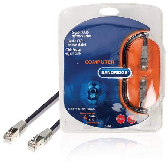 CAT6 F / UTP Verkkokaapeli RJ45 (8P8C) Uros - RJ45 (8P8C) Uros 20.0 m tummansininen - Verkkokaapelit - 8717587002090 - 1