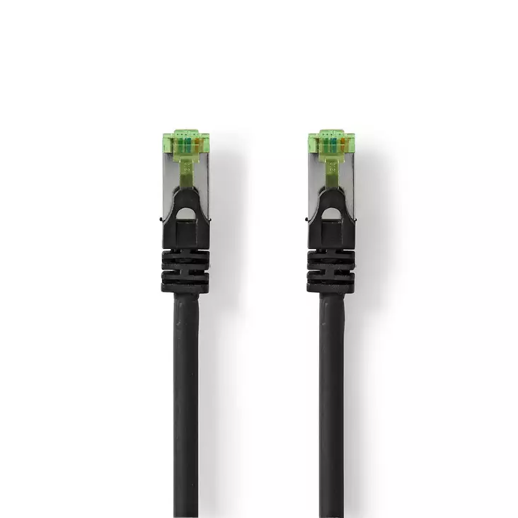 CAT7 verkkokaapeli | S/FTP | RJ45 uros | RJ45 uros | 10.0 m | Snagless | Pyöreä | LSZH | Musta | Kirjekuori - Tietokone ja verkko - 5412810349050 - 1