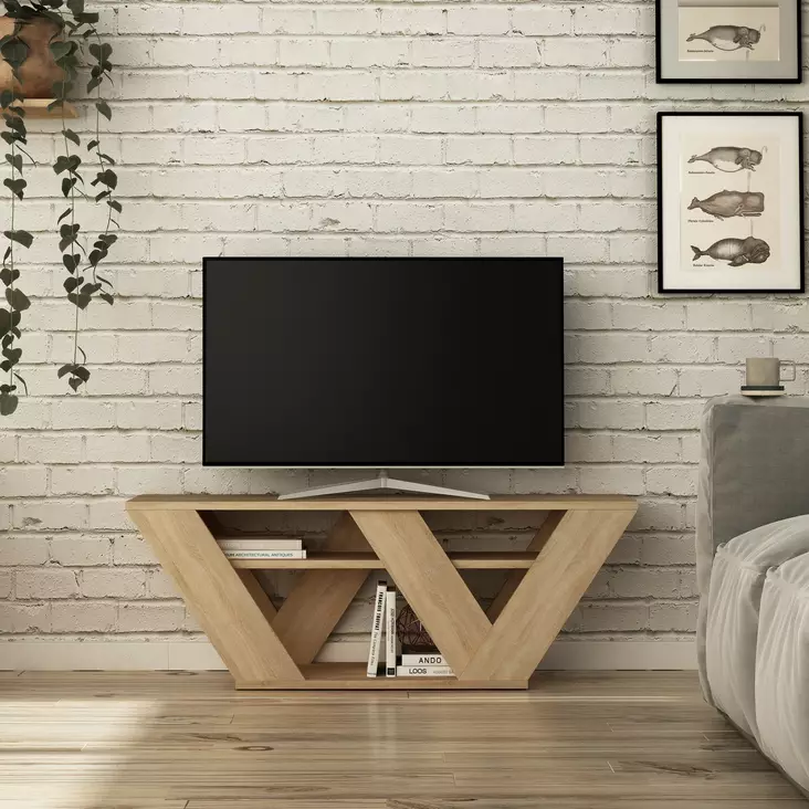 TV-taso, tammi, 110cm leveä, kestävä, runsaasti säilytystilaa - TV-tasot - 8681875101140 - 1
