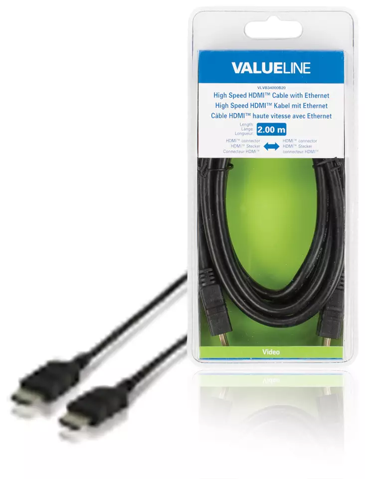 High Speed HDMI-kaapeli Ethernet HDMI-Liitin - HDMI-Liitin 2.00 m Musta - HDMI-kaapelit - VLVB34000B20 - 1