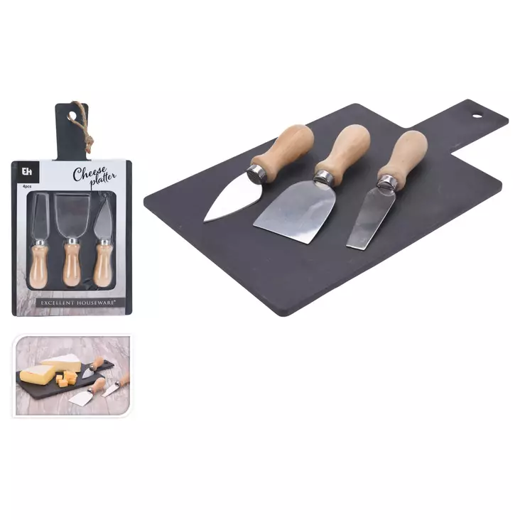 Juustolautanen ja veitset 3kpl - Tarjoiluastiat - 8719987587900 - 1