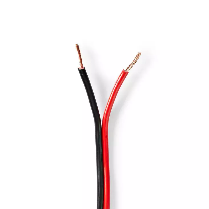 Kaiutinkaapeli | 2 x 1.50 mm² | Kupari | 100 m | Pyöreä | PVC | Musta / Punainen | Kela - Audiokaapelit - 5412810312030 - 1