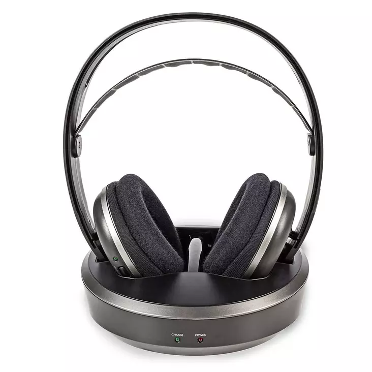Langattomat TV-kuulokkeet | RF, frequency 868 Mhz | Over-Ear-kuulokkeet | Akun 1 käyttöaika vakiokäyttö: 660 min | 100 m | Digitaalinen Audio | Hopea / Musta - Sankakuulokkeet - 5412810266470 - 1