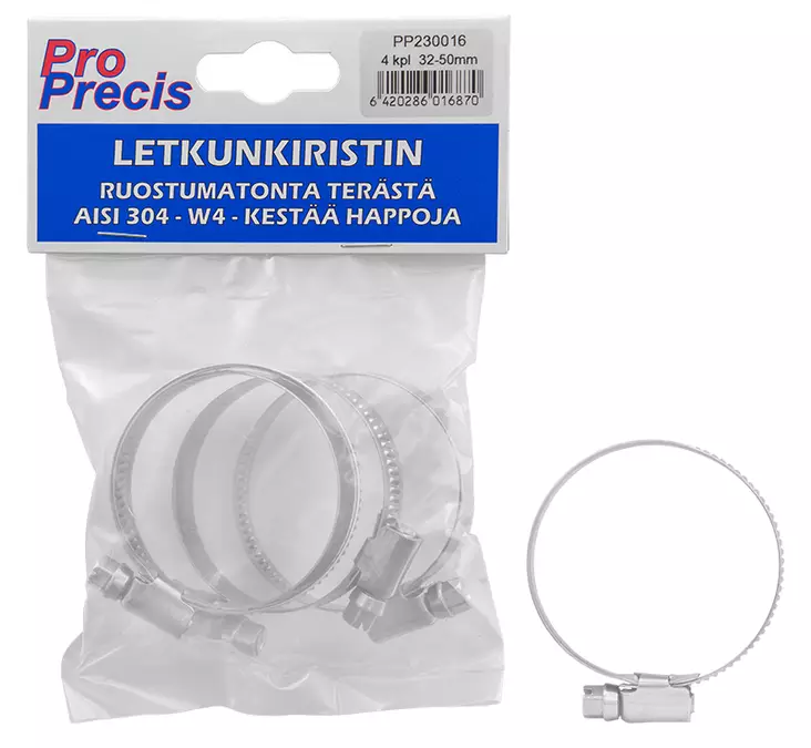 Letkunkiristin 32-50mm 4 kpl aisi 304 w4 - Letkunkiristimet - 6420286016870 - 1