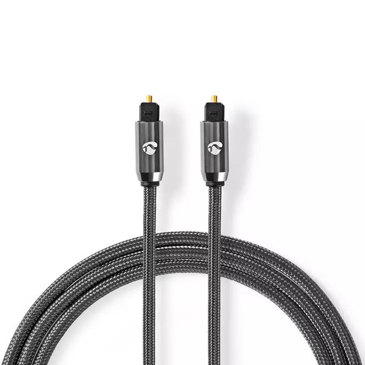 Optinen Audiokaapeli | TosLink uros | TosLink uros | 3.00 m | Pyöreä | Puuvilla | Gun Metal Harmaa | Laatikko kannella ja ikkunalla - Audiokaapelit - 5412810318810 - 1