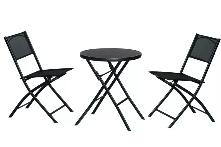 Parveke setti kokoontoittuva musta - Puutarhakalusteet ja terassikalusteet - 6410412869920 - 1