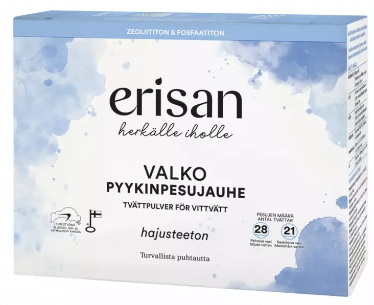 Pesujauhetiiviste Erisan Valko 1 kg - Pyykinpesu- ja huuhteluaineet - 671-0150-10 - 1