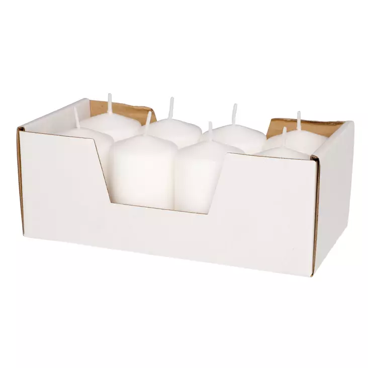 Pöytäkynttilä valkoinen 5x8cm 8 kpl - Kynttilät ja lyhdyt - 6410413206830 - 1