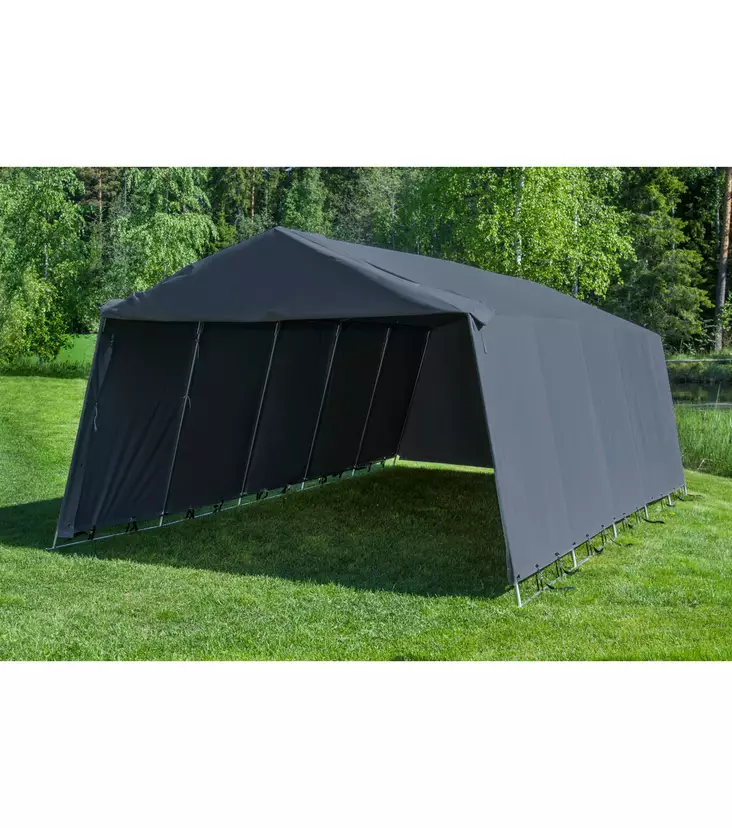 Pressutalli 7 x 3,4 m Prohall ulkona kuvattuna - Pressutallit ja -hallit - 6438014166520 - 1