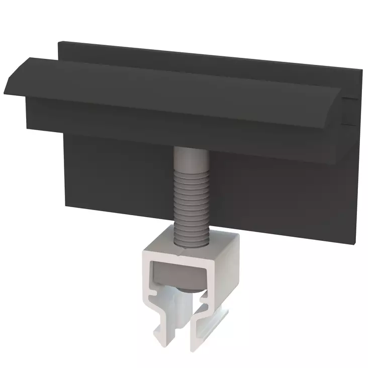 Railock Clickfix musta päätykiinnike aurinkopaneeleille, joiden kehyskorkeus 35 mm - Paneelien telineet ja kiinnikkeet - 6438014358000 - 1
