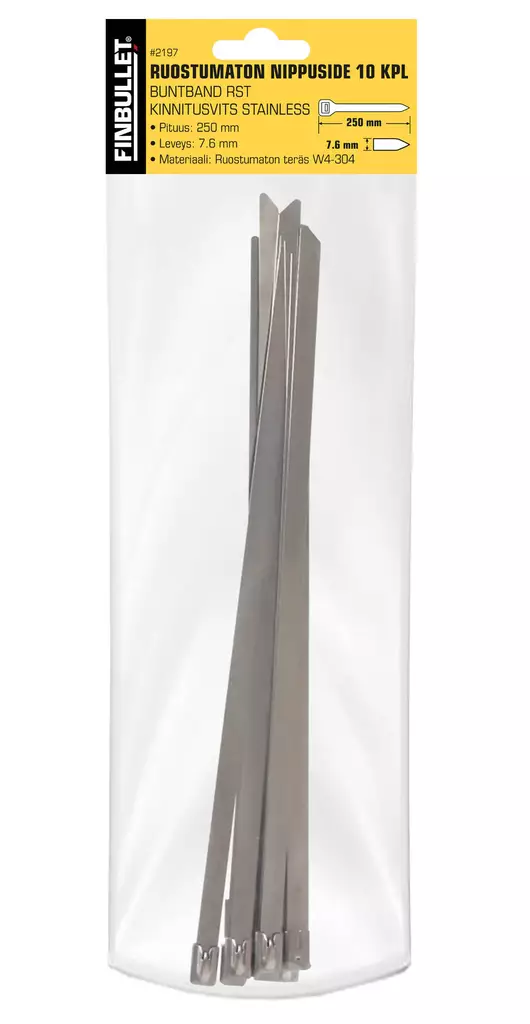 Ruostumaton nippuside 7.6x250mm - Kiinnikkeet ja ruuvit - 6438152000830 - 1