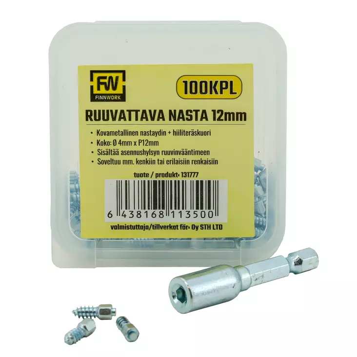 Ruuvinasta 12mm 100kpl - Kenkätarvikkeet - 6438168113500 - 1