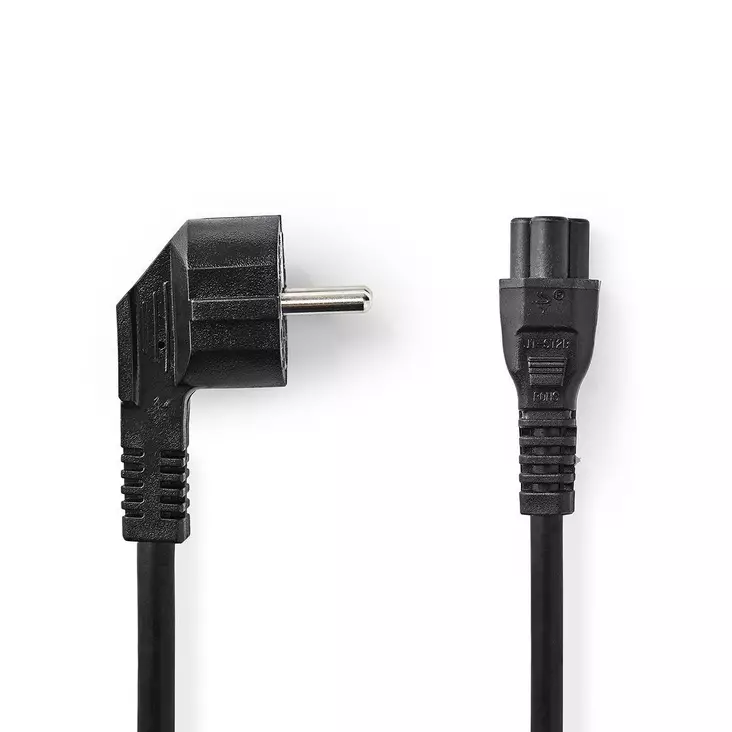 Sähköjohto | Suko Uros | IEC-320-C5 | Kulma | Suora | Niklattu | 2.00 m | Pyöreä | PVC | Musta | Laatikko - Virtakaapelit ja liittimet - 5412810289400 - 1