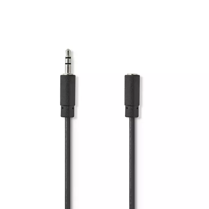 Stereoäänikaapeli | 3.5 mm uros | 3.5 mm naaras | Niklattu | 3.00 m | Pyöreä | Musta | Laatikko - Audiokaapelit - 5412810288090 - 1