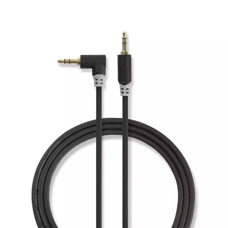 Stereoäänikaapeli | 3.5 mm uros | 3.5 mm uros | Kullattu | 1.00 m | Pyöreä | Antrasiitti | Laatikko - Audiokaapelit - 5412810264940 - 1