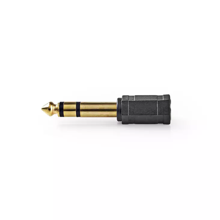 Stereoäänisovitin | 6.35 mm uros | 3.5 mm naaras | Kullattu | Suora | ABS-Muovi | Musta | 10 kpl | Kirjekuori - Audioadapterit - 5412810298730 - 1