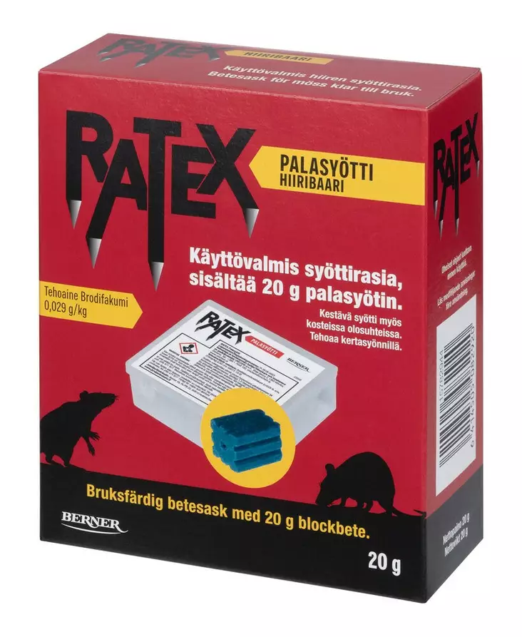 Ratex Sy=C3=B6ttirasia 20g pala - Jyrsijöiden karkottimet ja loukut - 6414505082920 - 1