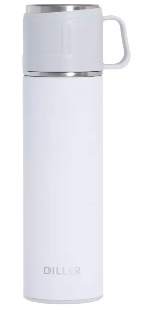 Termosmuki kahvalla 400 ml valkoinen - Juomapullot - 6410416013190 - 1