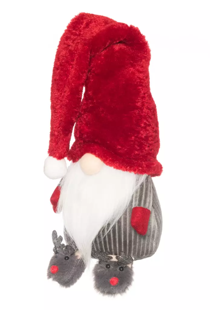 Tonttu aamutossuissa pitk=C3=A4 lakki 50 cm - Joulukoristeet ja -tekstiilit - 6410416172330 - 1