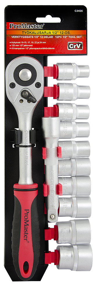 Työkalusarja 1/2" 12-os. - Hylsyt ja adapterit - 6420286824260 - 1