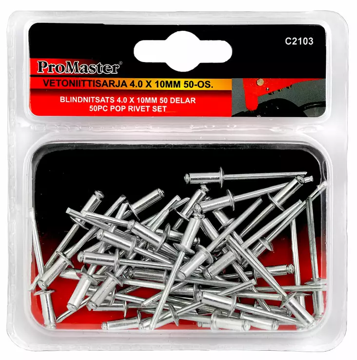 Vetoniittisarja 4.0 x 10mm 50kpl - Niitit - 6420286821030 - 1