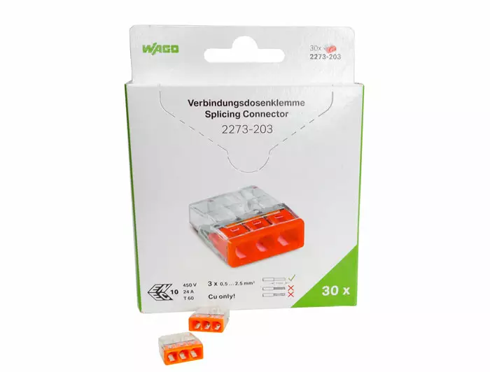 Wago rasialiitin, 30 kpl 3-Nap 0.5-2.5mm² oranssi - Poistoerät - 0283080137280 - 1